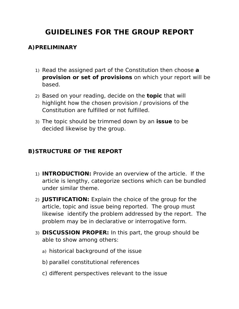 Group Report Guidelines on Constitution | PDF