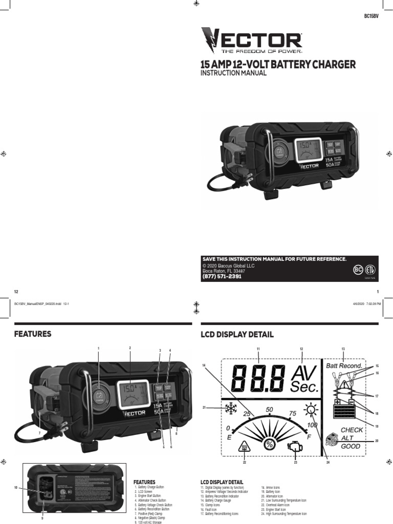 BC15BV 15A Battery Charger Manual | PDF | Battery Charger | Electrical ...