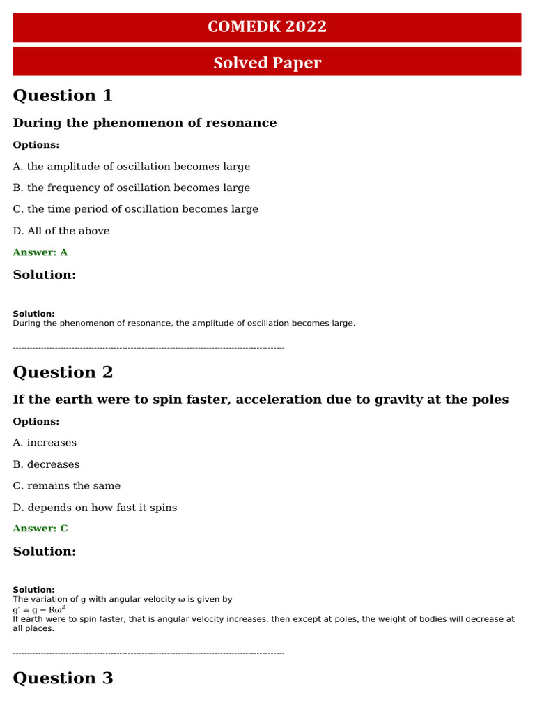 Physics Exam Questions and Answers | PDF | Deformation (Engineering ...