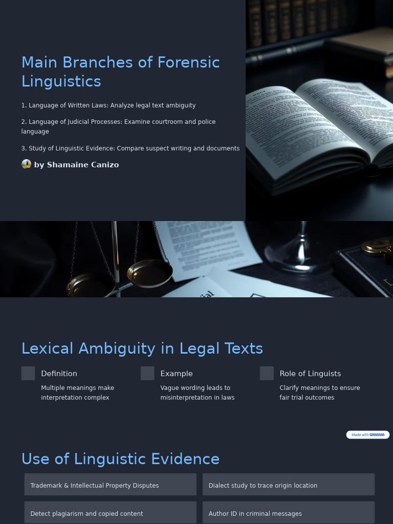 Forensic Linguistics: Key Branches and Applications | PDF | Linguistics ...