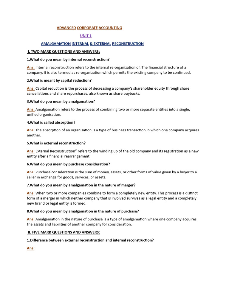 Advanced Corporate Accounting Q&A | PDF | Consolidation (Business ...