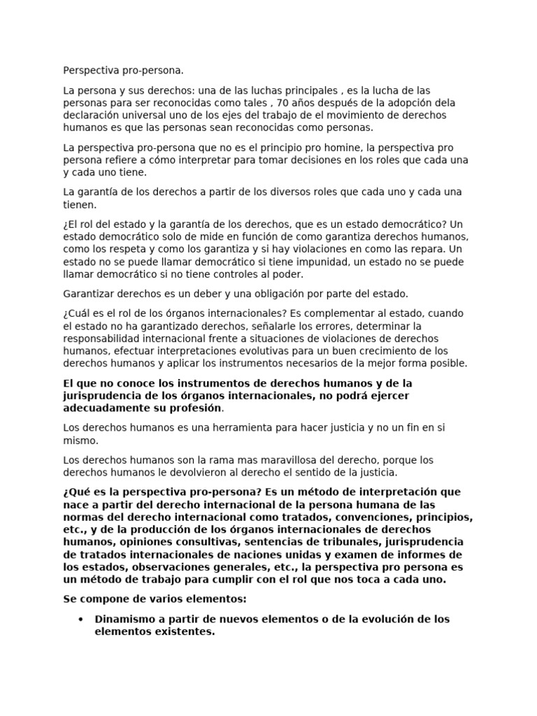 Perspectiva Pro-Persona y Derechos Humanos | PDF | Derechos humanos ...