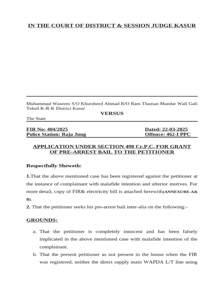Waseem Bail Application | PDF | Bail | Criminal Law