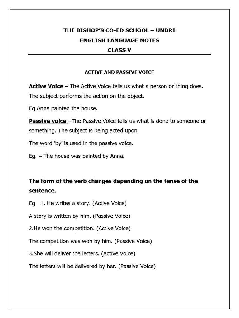 11102024031600active and Passive Voice. Notes | PDF