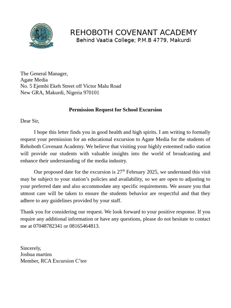 excursion request | PDF