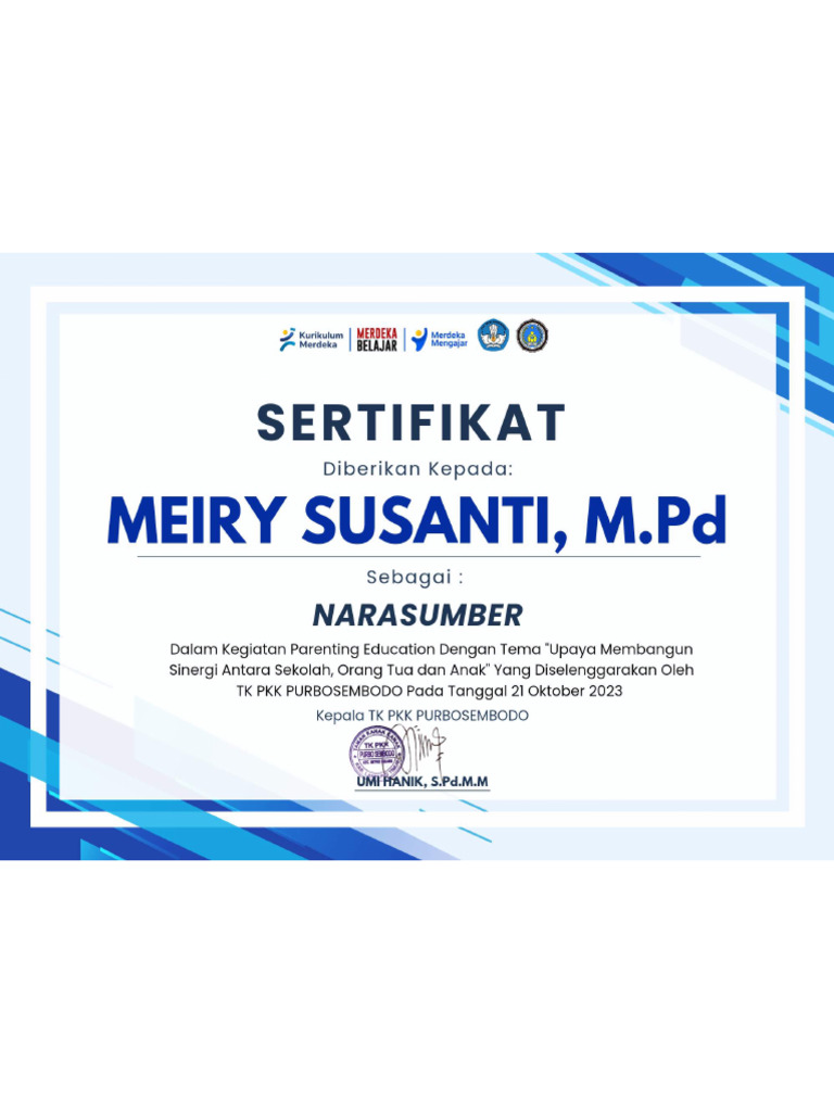 Sertifkt Narsum Parenting | PDF