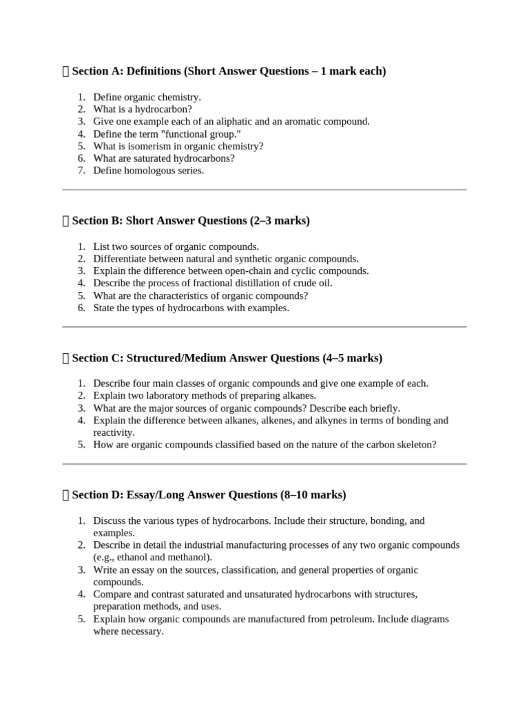 Organic Chemistry Questions and Answers | PDF