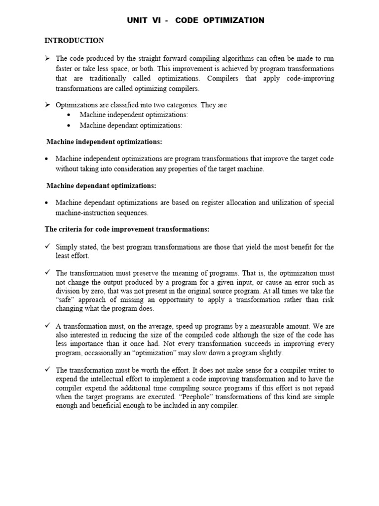 Unit 6 Final | PDF | Program Optimization | Control Flow