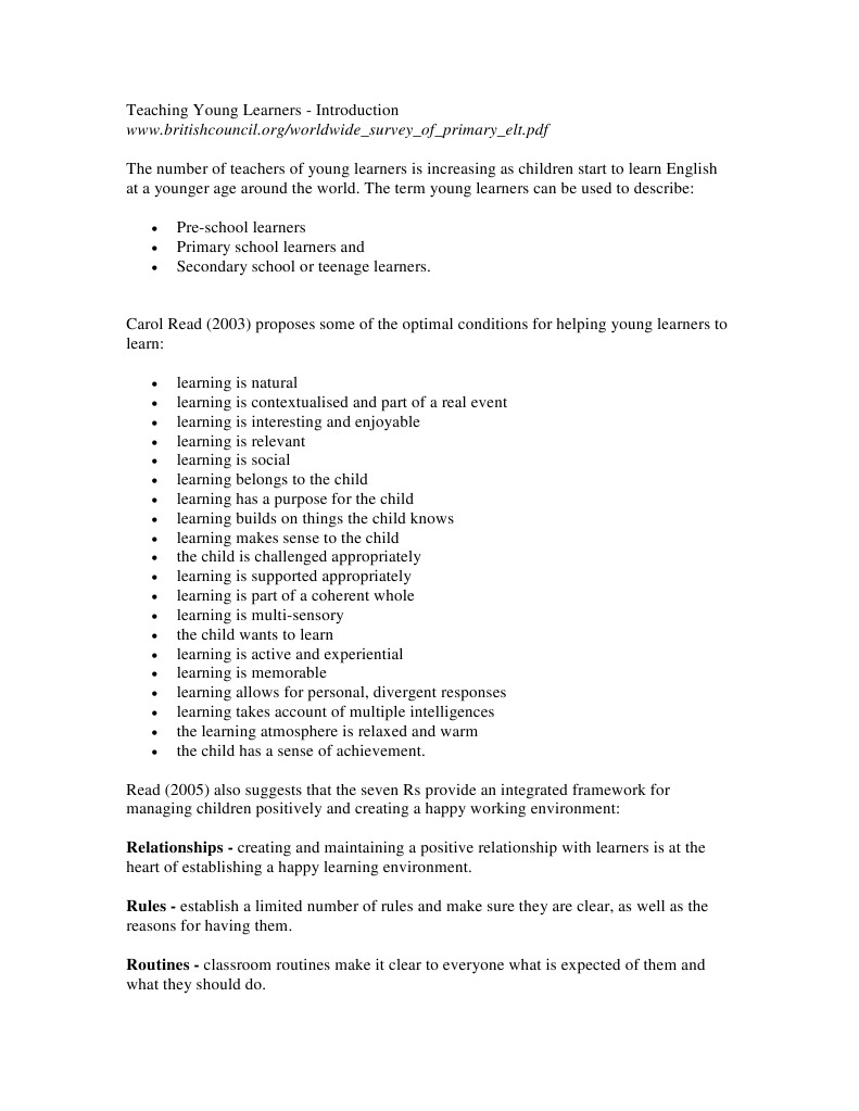 Teaching English to Young Learners | PDF | Teaching English As A ...
