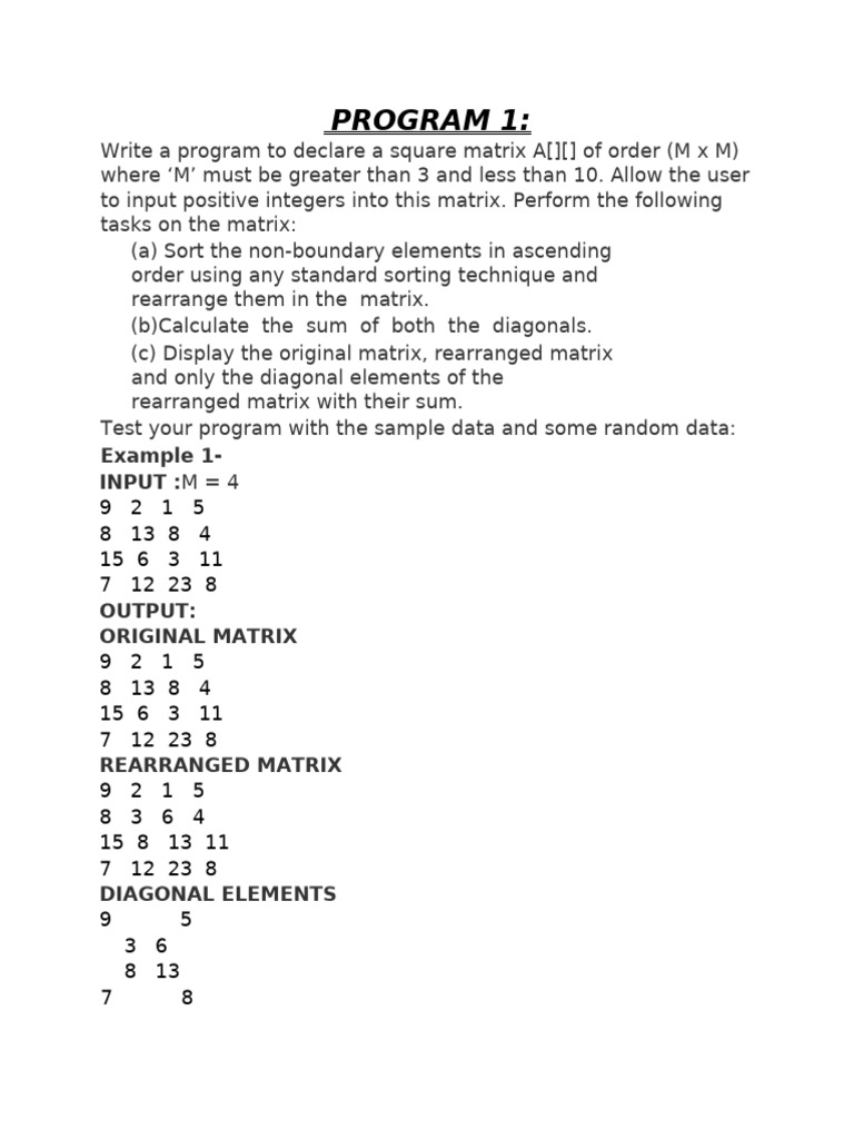 Java Programs for Matrix and Number Operations | PDF | Matrix ...