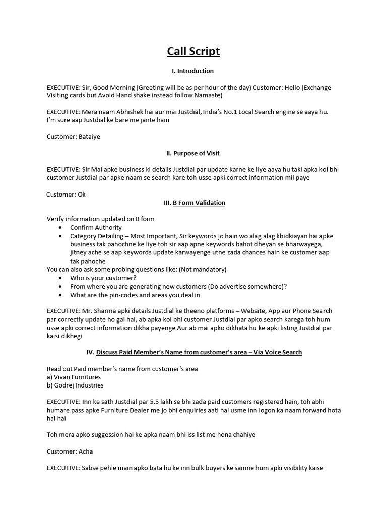 CIC & BDE Call Script Updated | PDF | World Wide Web | Internet & Web