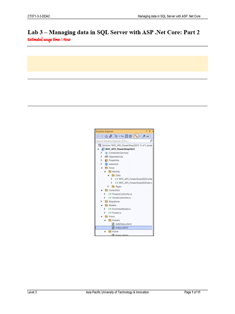Lab 6 - Update and Delete Data From The Table Through ASP .NET Core ...