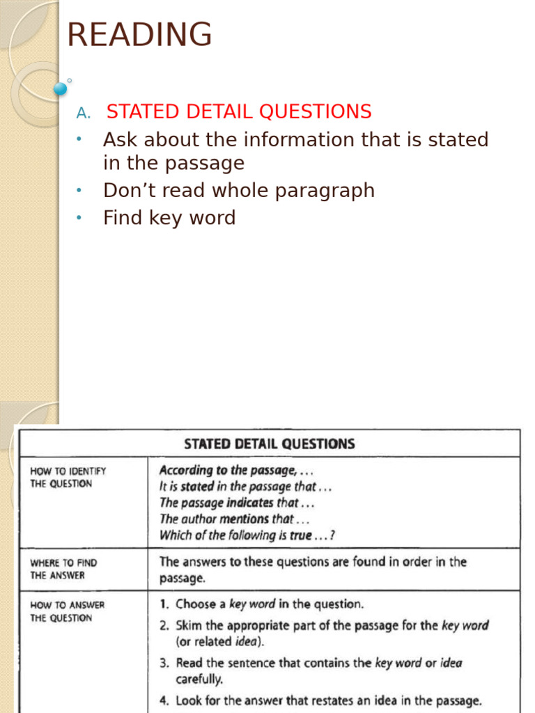 Stated Detail Questions | PDF