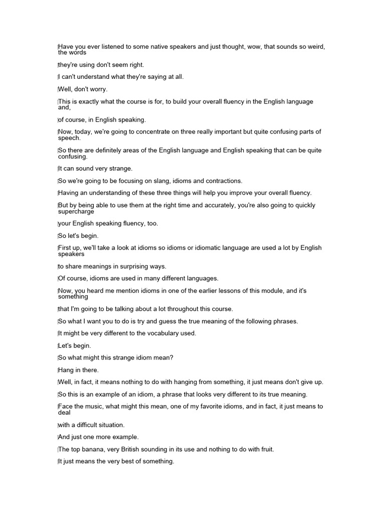 9 - Idioms Contractions and Slang English | PDF | Idiom | English Language