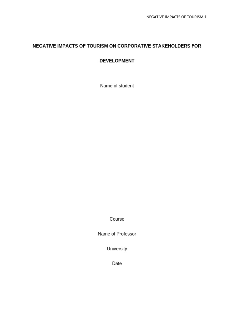 Negative Effects of Tourism on Corporates | PDF | Tourism | Money