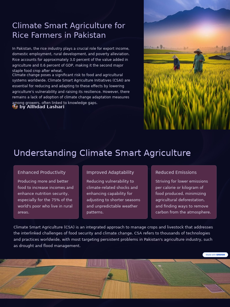 Climate Smart Agriculture For Rice Farmers in Pakistan | PDF ...
