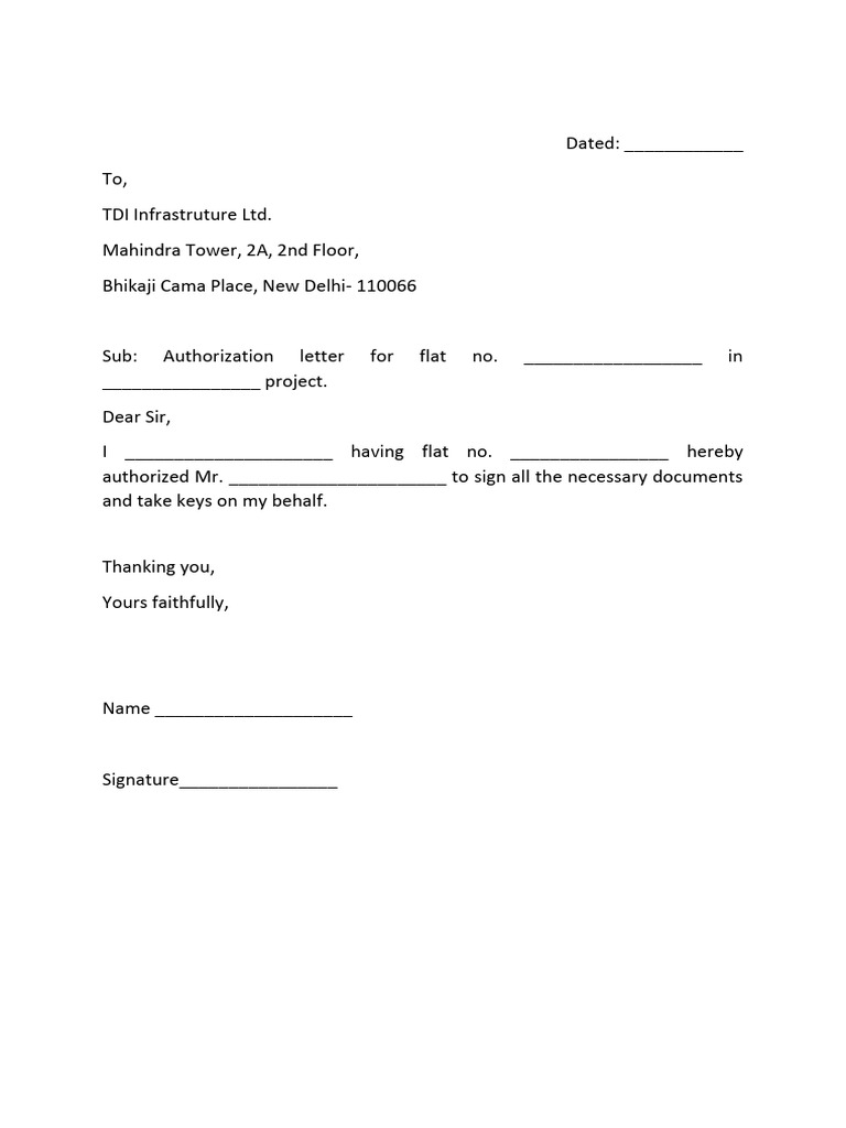 Format of Authtority Letter | PDF