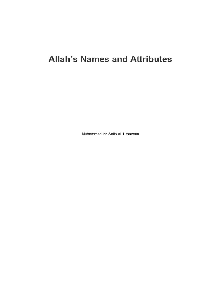Understanding Allah's Names and Attributes | PDF | God In Islam | Quran