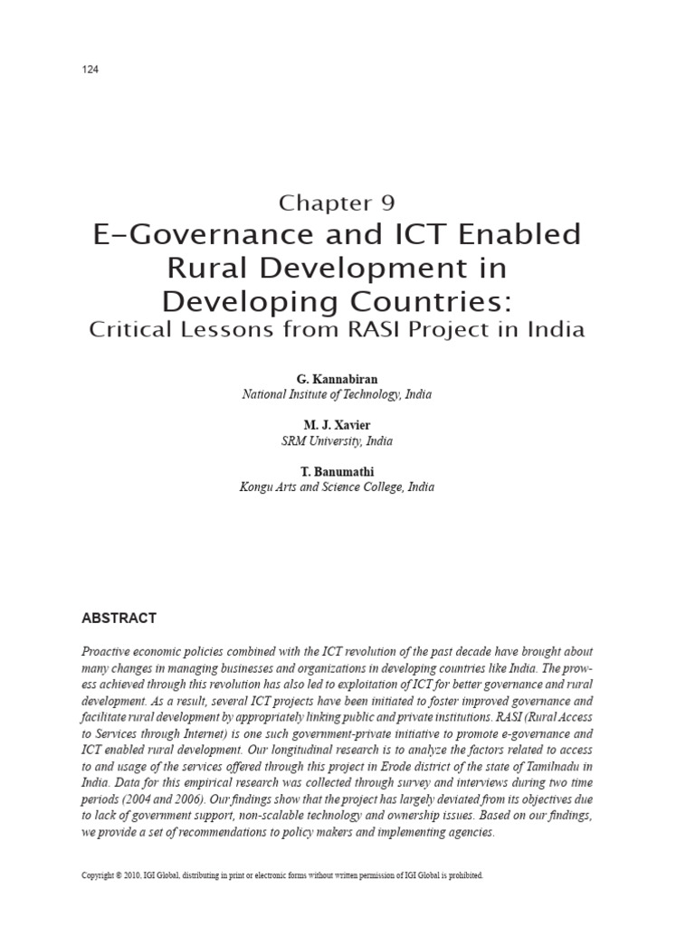 E-Governance in Rural India: RASI Project Insights | PDF | Information ...