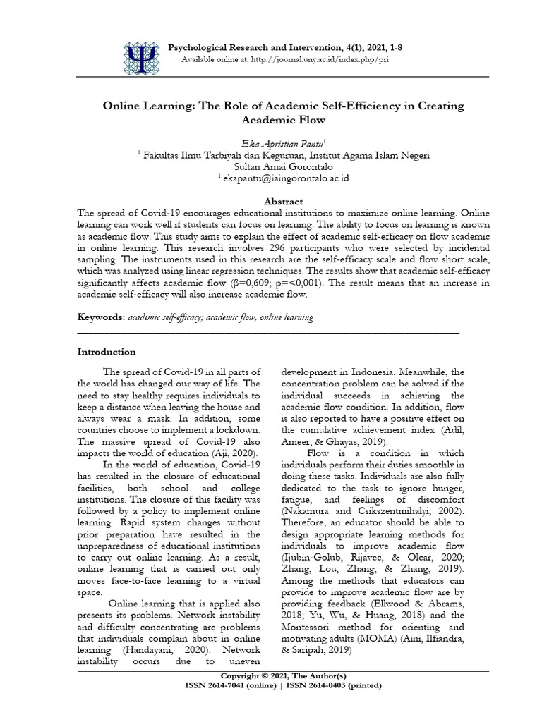 Online Learning The Role of Academic Self-Efficacy | PDF | Psychology ...