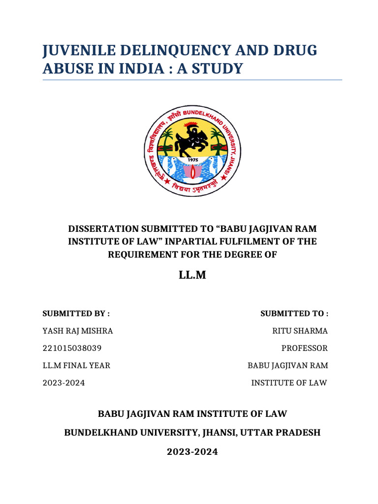 Juvenile Delinquency and Drug Abuse Study | PDF | Convention On The ...