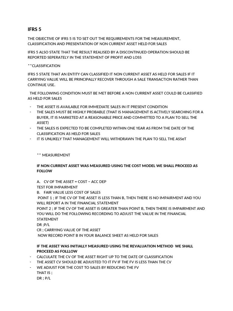 Ifrs 5, Ias 23, Ias 20, Ias 40 Summarise Note | PDF | Fair Value ...