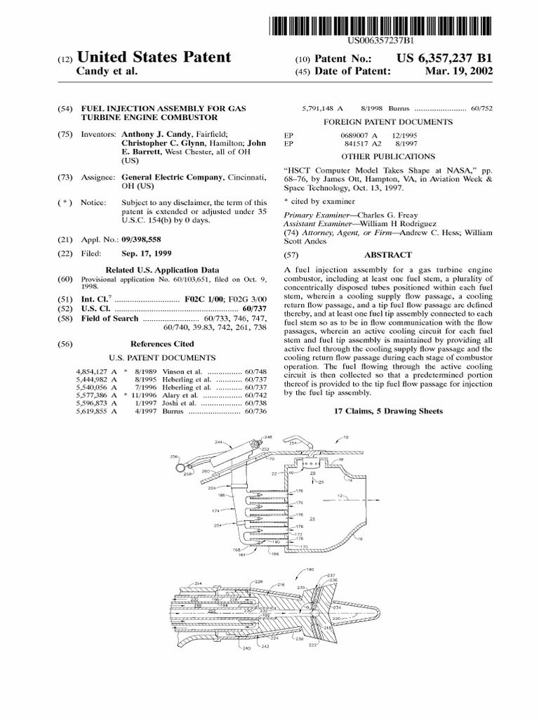 Fuel Injection Assembly For Gas Turbine Engine Combustor NASA | PDF ...