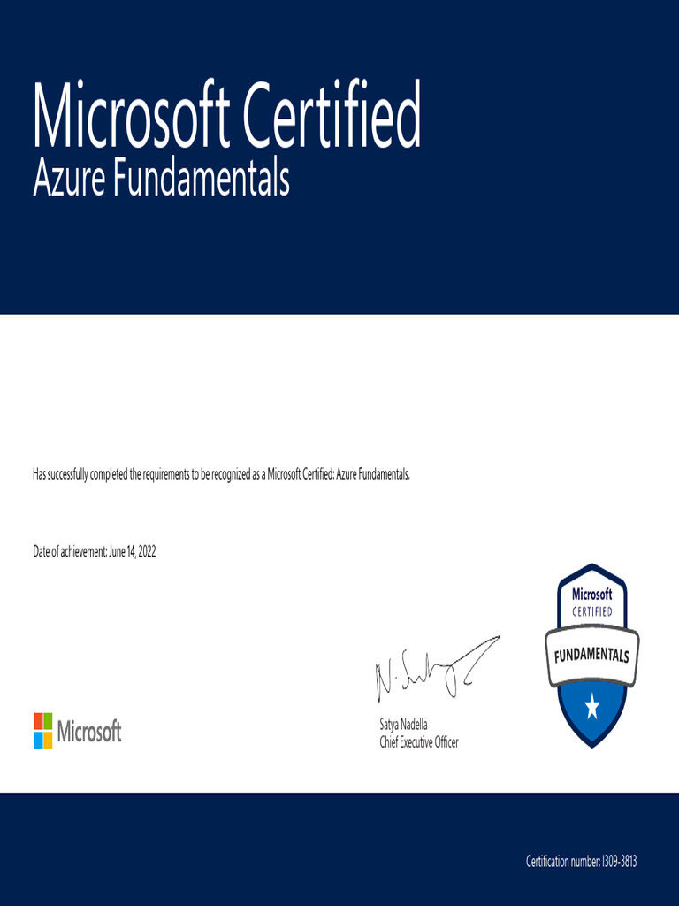 Microsoft Certified Professional Certificate AZ 900 | PDF