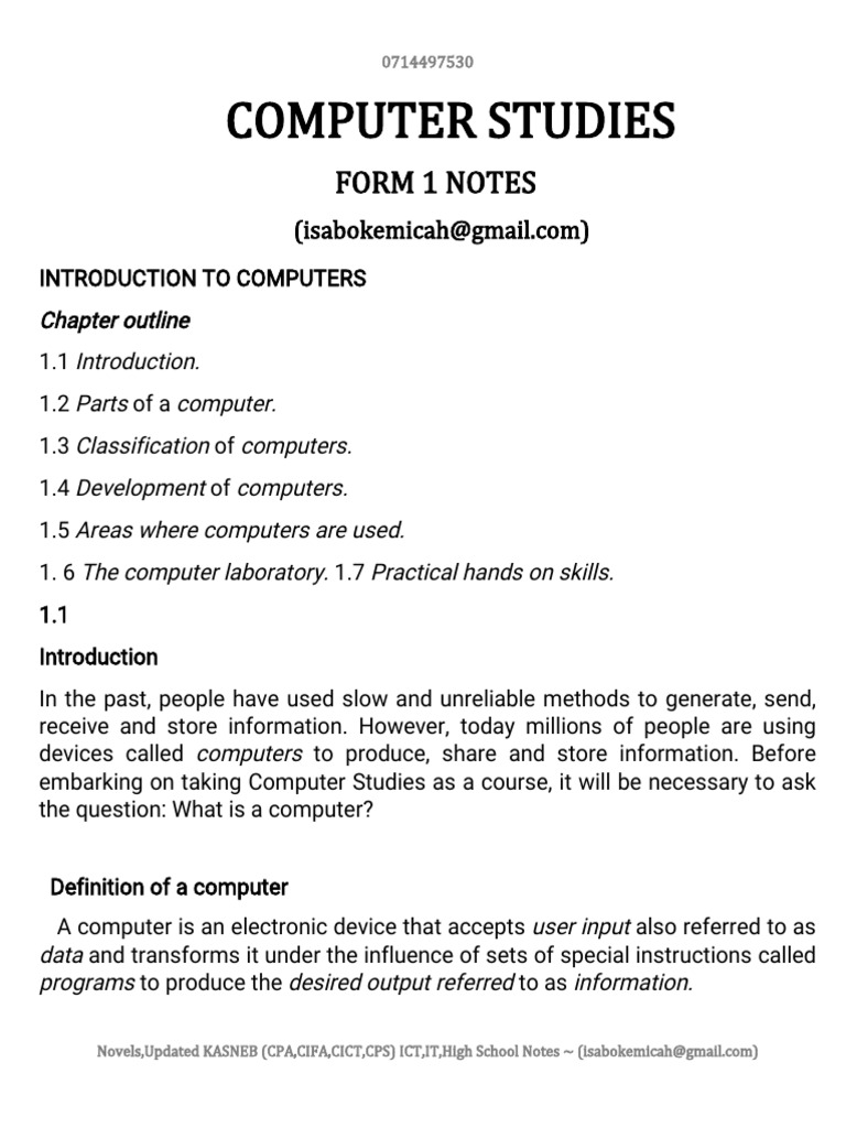 Introduction to Computer Studies | PDF | Office Equipment | Information ...