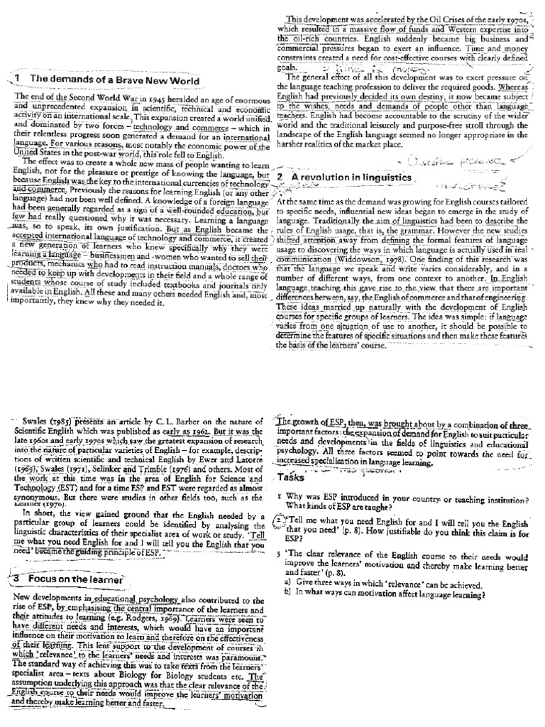 Handout 2 Three Main Reasons On The Emergence of ESP | PDF