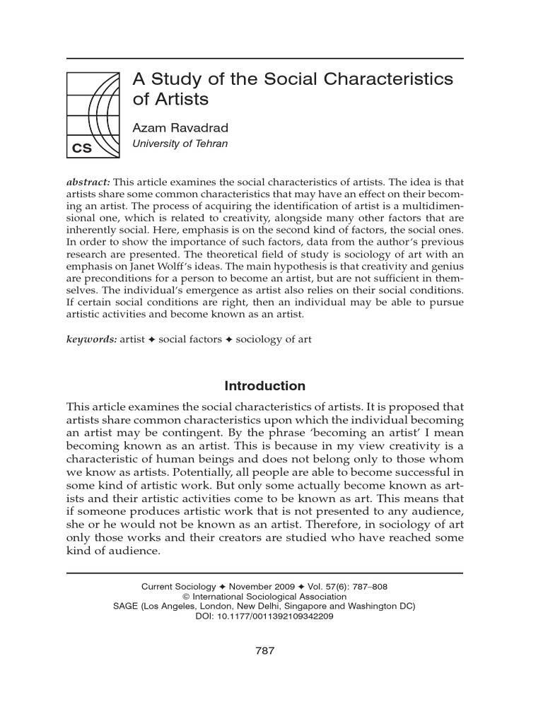 A Study of The Social Characteristics | PDF | Sociology | Creativity