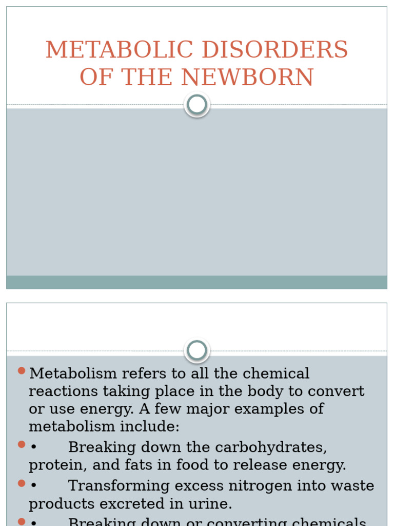 METABOLIC ISSUES IN NEWBORNS intelligence overview
