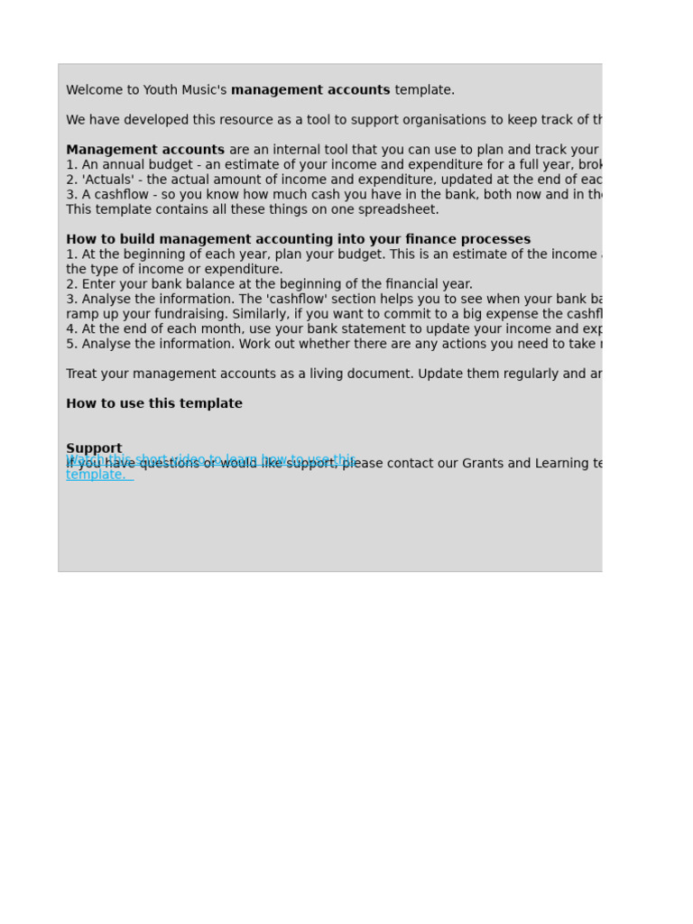 Youth Music Management Accounts Template | PDF | Budget | Expense