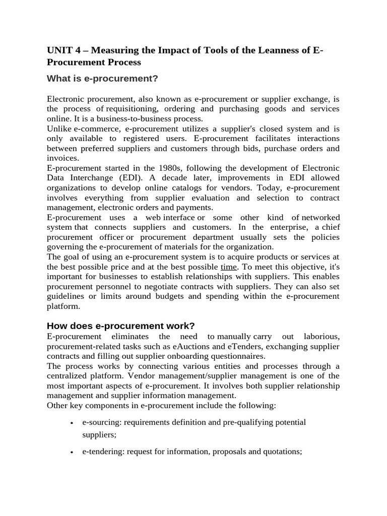 E-Procurement: Impact and Benefits Explained | PDF | Procurement ...