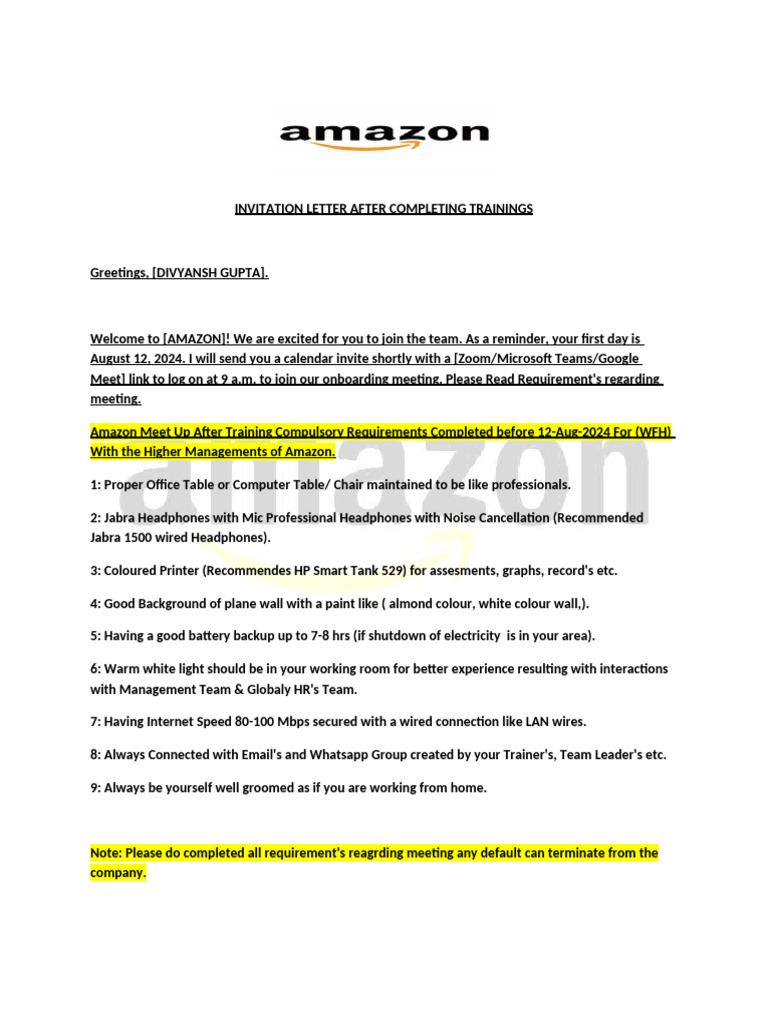 Onboarding Requirements for Amazon New Hires | PDF