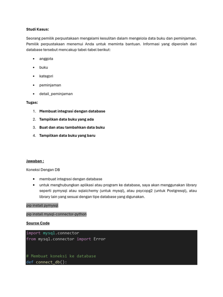 Integrasi Database Perpustakaan Python | PDF