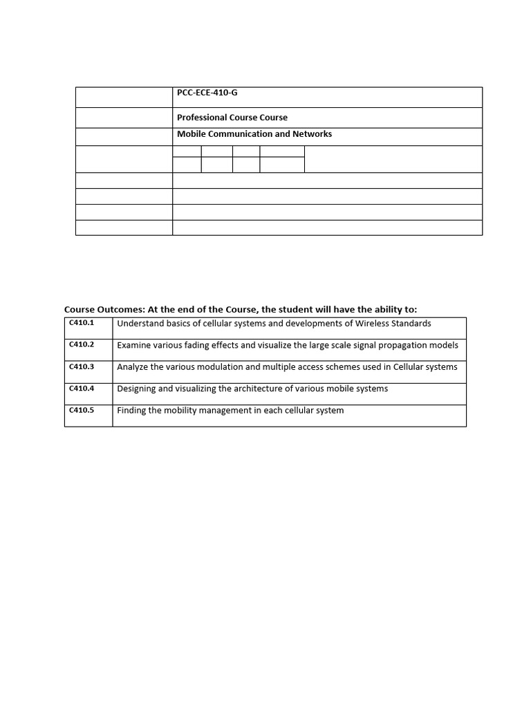 Mobile Communication Course Syllabus | PDF | Cellular Network | 4 G