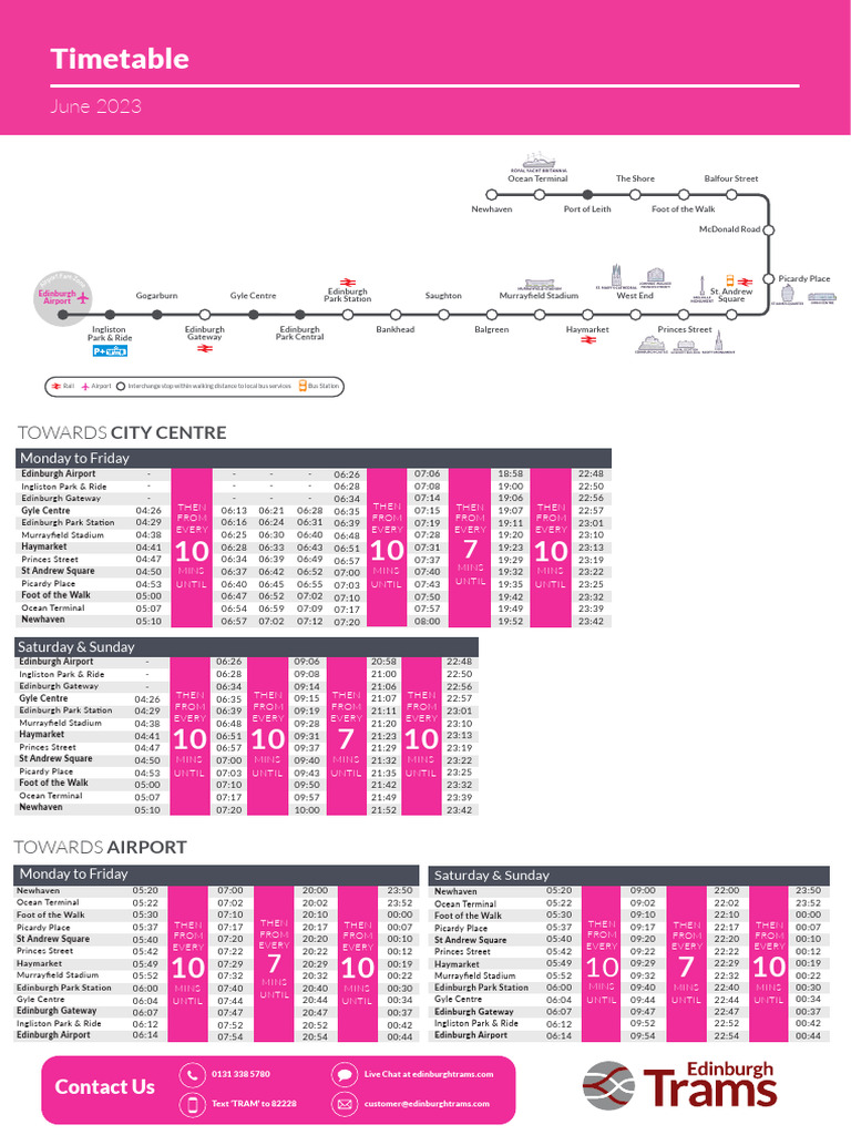 Edinburgh Airport Tram Timetable 2023 | PDF | Public Transport ...