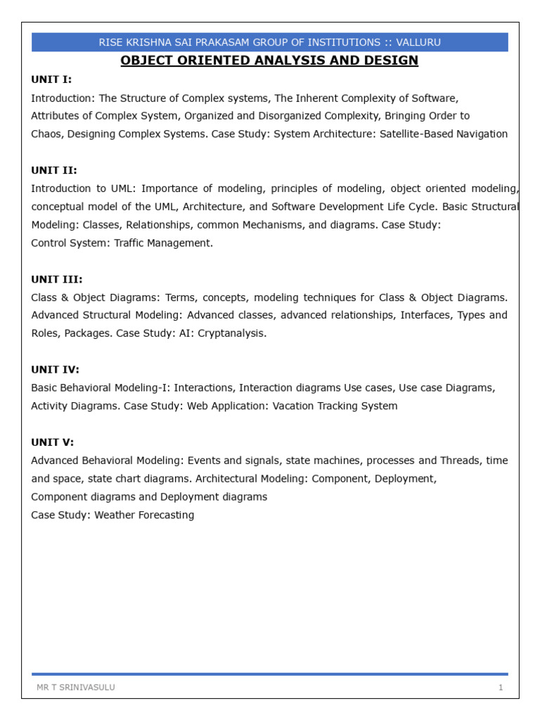 OOAD R20 [1-5] UNITS | PDF | Unified Modeling Language | Class ...