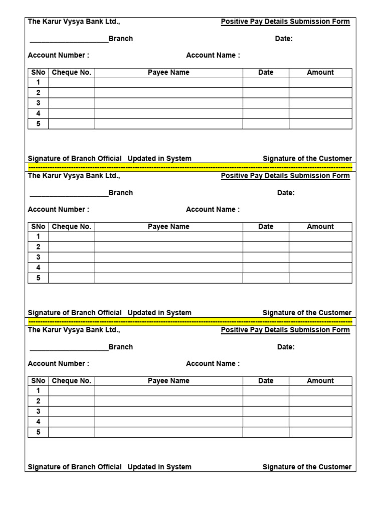 KVB Positive Pay Submission Form | PDF