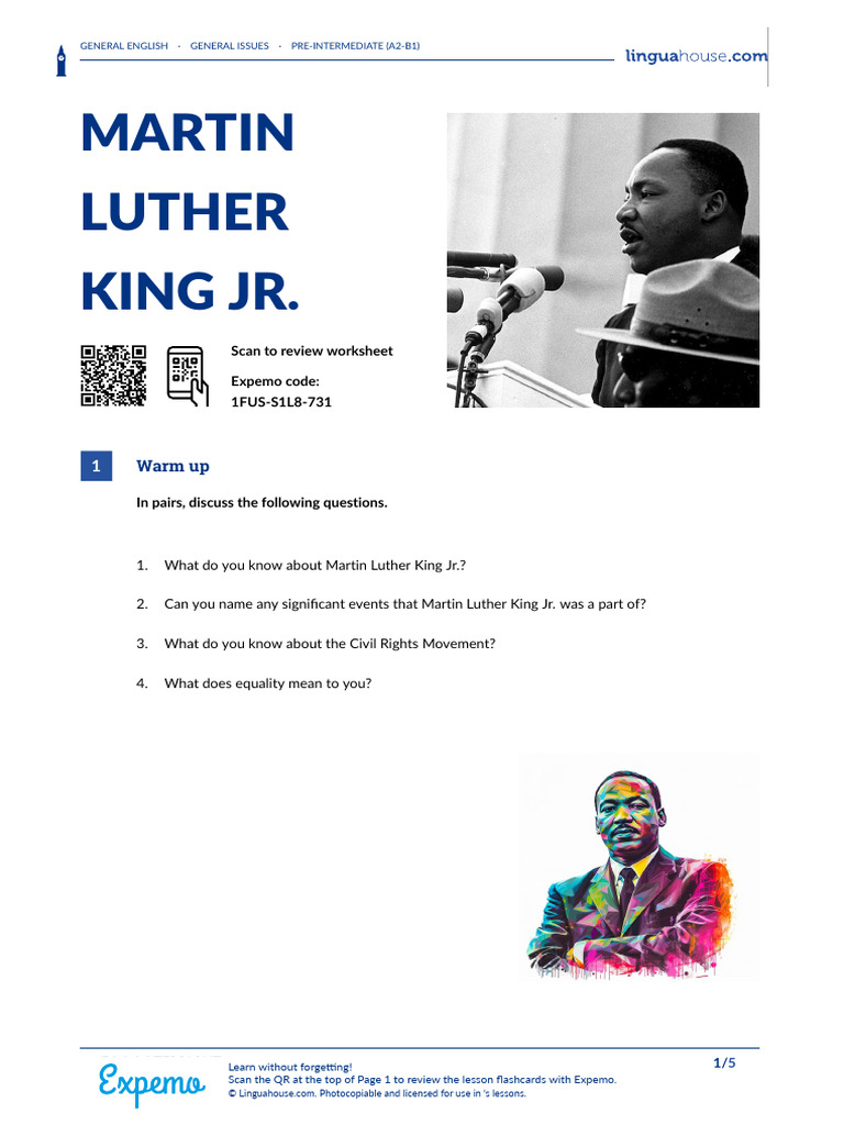 Martin Luther King Jr. Overview A2-B1 | PDF | Martin Luther King Jr.