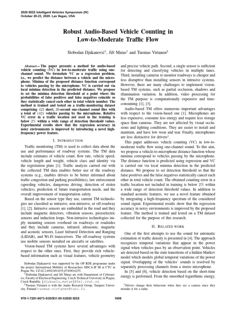 Robust Audio-Based Vehicle Counting in Low-to-Moderate Traffic Flow ...