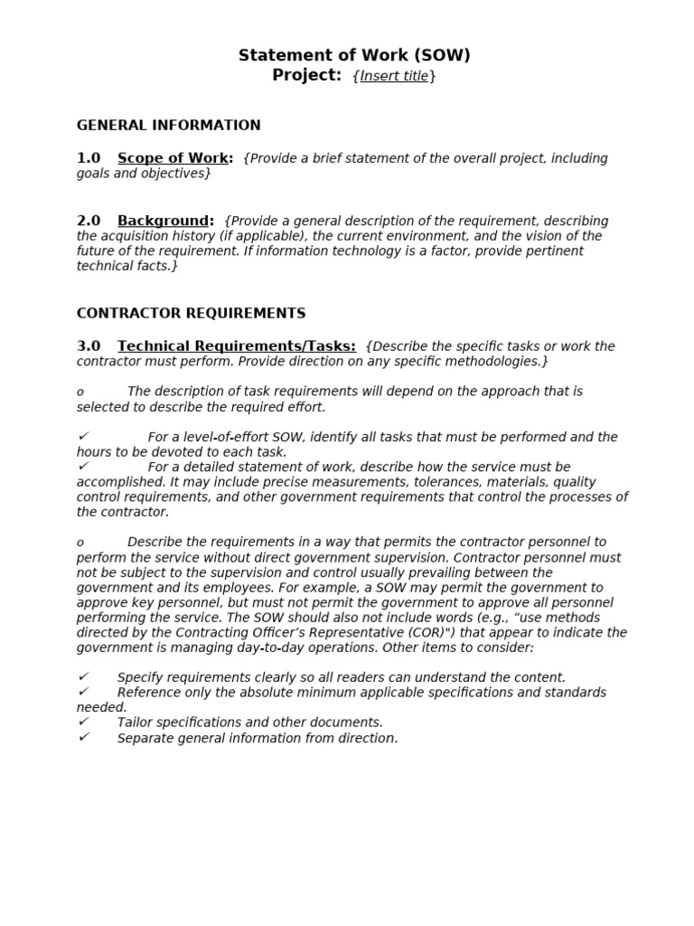 Statement of Work Template 03 | PDF | Specification (Technical Standard)