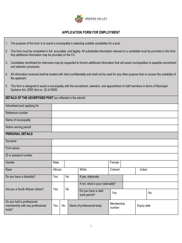 MSR Employment Application Form 2022 | PDF | Recruitment | Justice