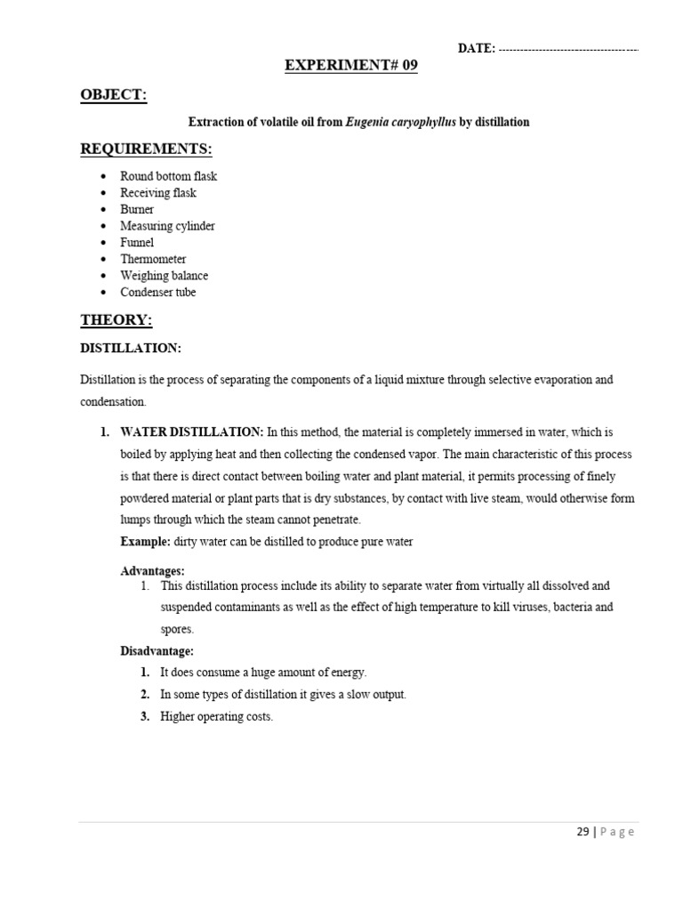 Experiment 9 and 10 | PDF | Distillation | Essential Oil