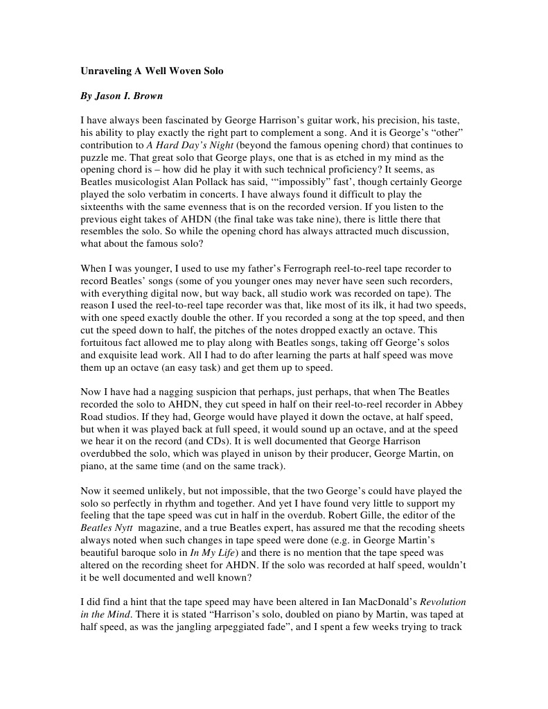 By Jason I. Brown Unraveling A Well Woven Solo PDF