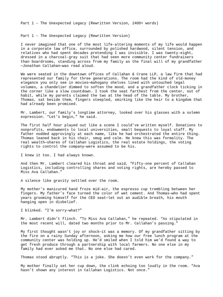 The Unexpected Legacy Part1 Redo PDF