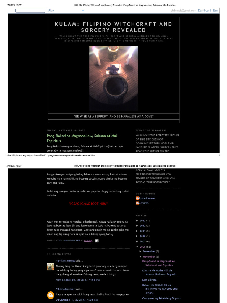 KULAM - Filipino Witchcraft and Sorcery Revealed - Pang-Bakod Sa ...