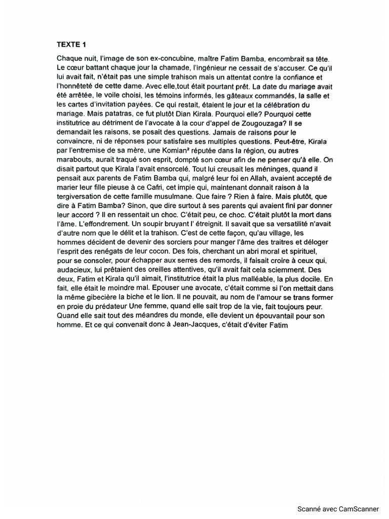 Oral Français Texte 1 | PDF