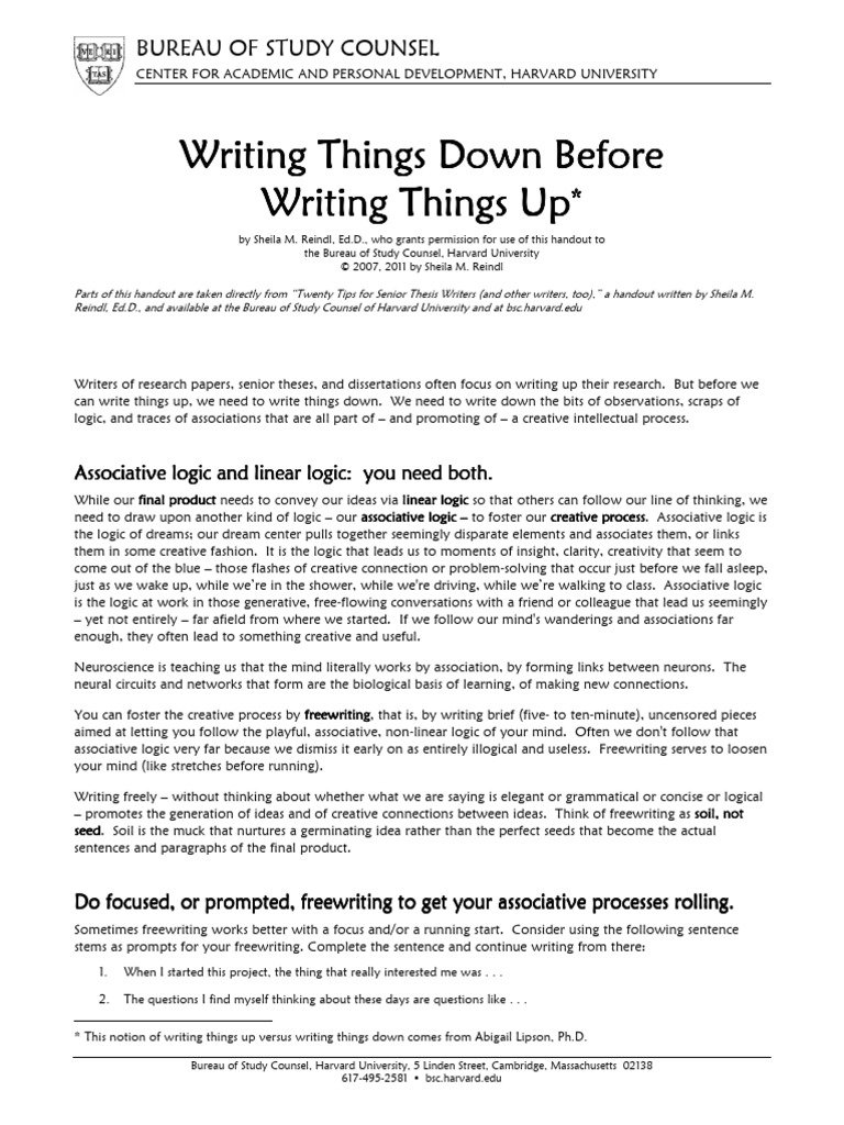 Freewriting Techniques for Creative Writing | PDF | Thesis | Mind